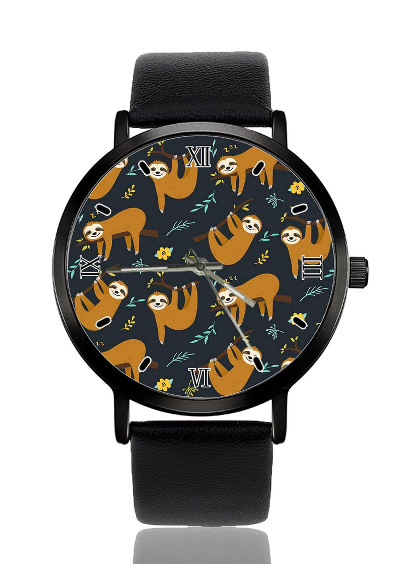 [Australia] - Business Casual Wrist Watches Men Women Quartz Roman Numeral Analog Wrist Watches Adorable Sloths Pattern 