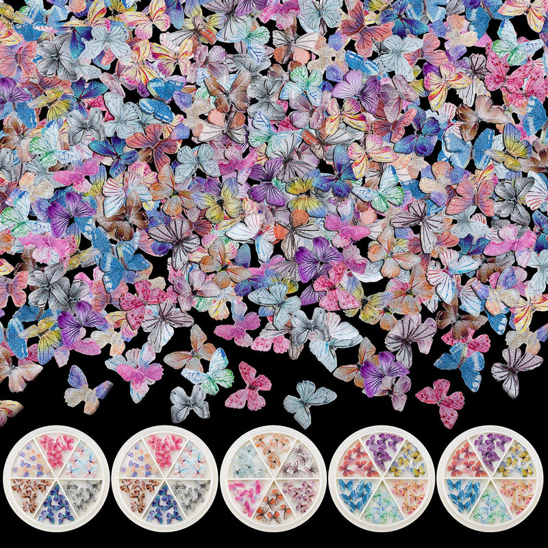 [Australia] - PAGOW 150Pcs 3D Acrylic Butterfly Charms for Nails, 5Boxs Butterfly Nail Glitter Sets, 2021 Novel Design Acrylic Butterfly Nail Charms for Nail Art Decoration & DIY Crafting Design 