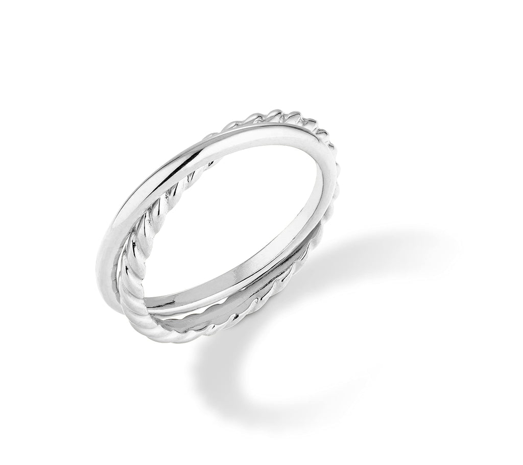 [Australia] - Miabella 925 Sterling Silver Rope and High Polished Band Interlocked Rolling Ring for Women Teens Girls Made in Italy 5 