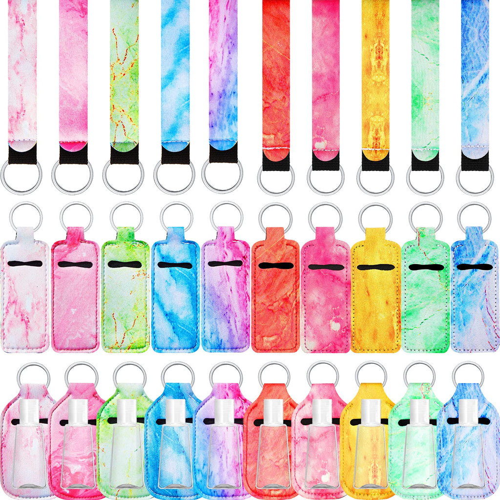 [Australia] - 40 Pieces Marble Travel Bottle Holders Chapstick Keychain Bright Pattern 