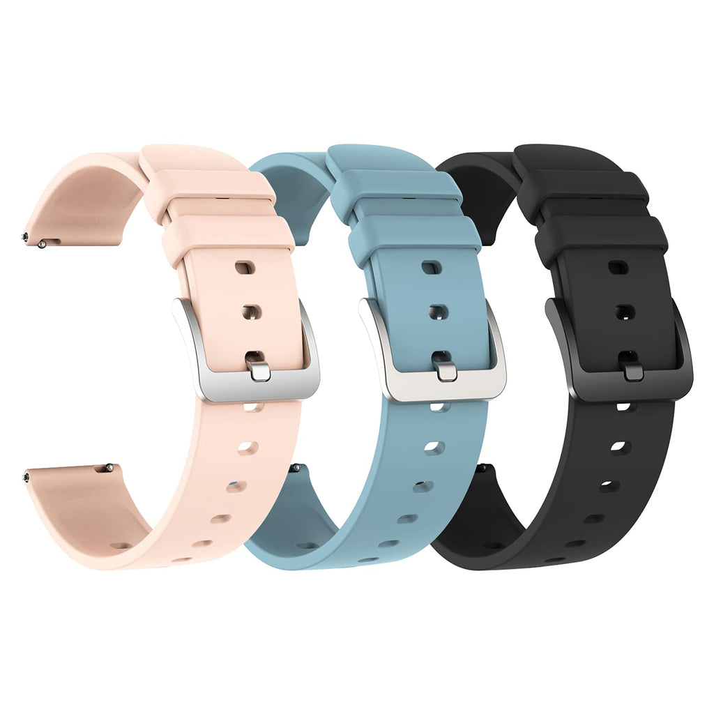 [Australia] - COLMI Watch Band-Easy to Replacement Silicone watch Straps for Men Women, Quick Release Rubber Watch Strap,Soft Silicone Watch Bands，Three Color-Black、Blue、Pink，Width-20mm 