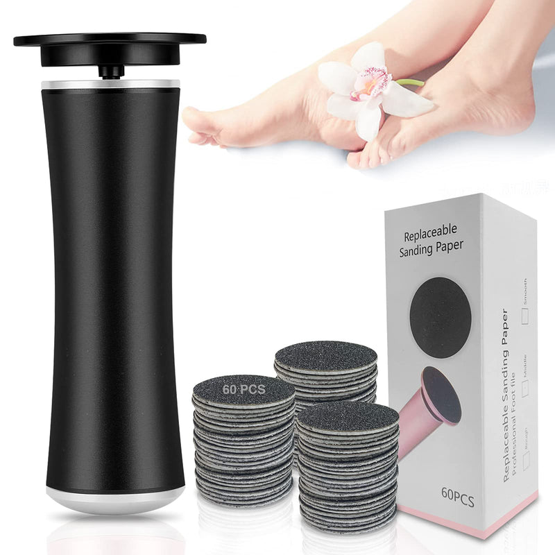 [Australia] - HANNAH.QI Electric foot file callus remover professional safe adjustable speed 60pcs replaceable sandpaper disc easy to remove cutin dead skin calluses available for men and women(black 60pcs) black 60pcs 
