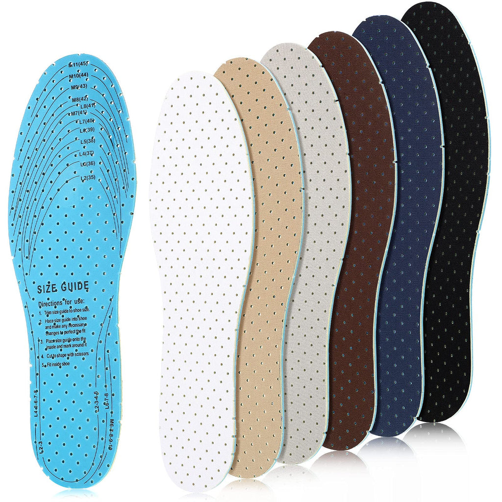 [Australia] - 6 Pairs Shoe Insoles Women Thin Breathable Shoe Pads Inserts Ultra Soft Cushioning Walking Comfort Double Layer Latex Foam Insoles with Holes Fit in Any Shoe Unisex, Men 7-11 Woman 2-8 (Simple Colors) Simple Colors 