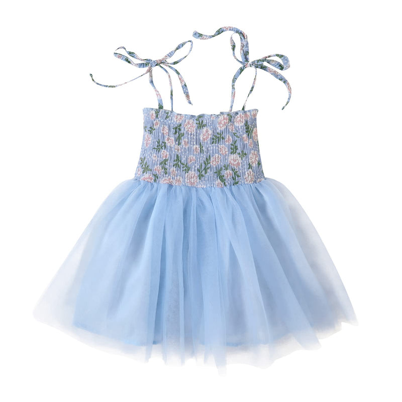 [Australia] - Listenwind Baby Toddler Girls Tutu Dress Sleeveless Strap Princess Dress Flower Girl Dress Party Beach Sundress Blue Tutu Dress 12-18 Months 