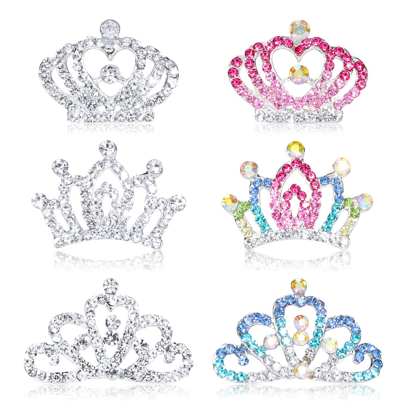 [Australia] - Hifot Mini Princess Tiaras Rhinestone Crown Comb for Girls Princess Birthday Party Supplies(6PCS) 