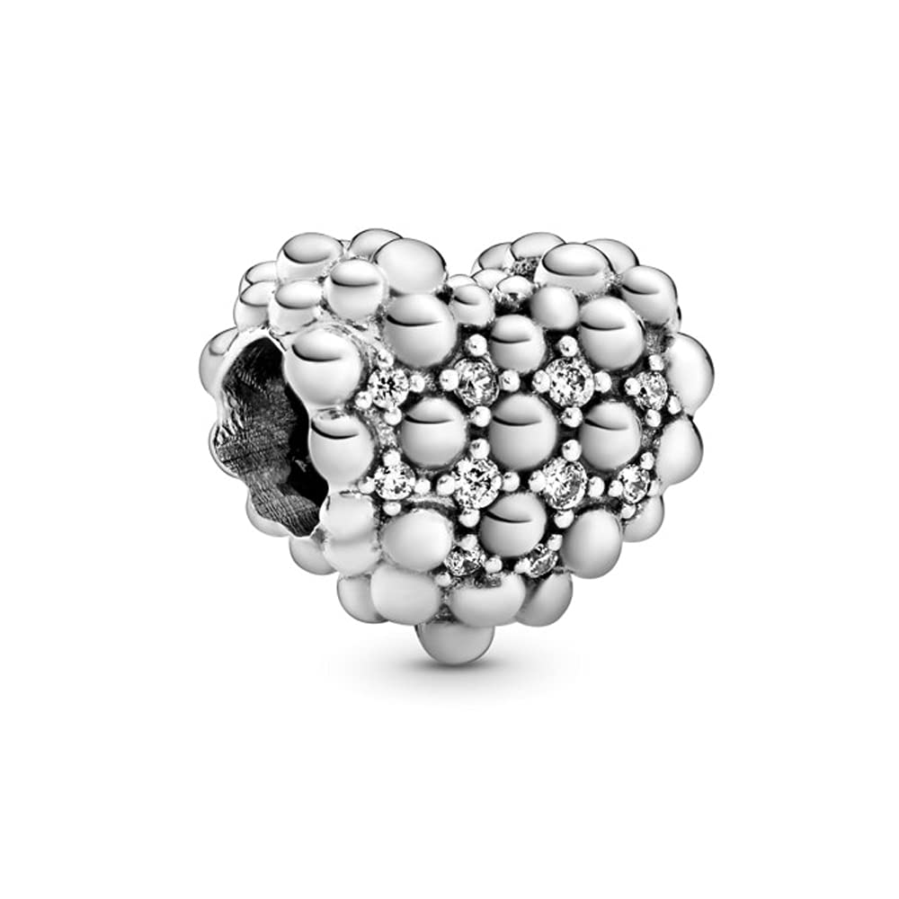 [Australia] - EZ Tuxedo Love Heart Charms 925 Sterling Silver The Intimacy Jewelry Collection for Bracelets D-Beaded Sparkling Heart 