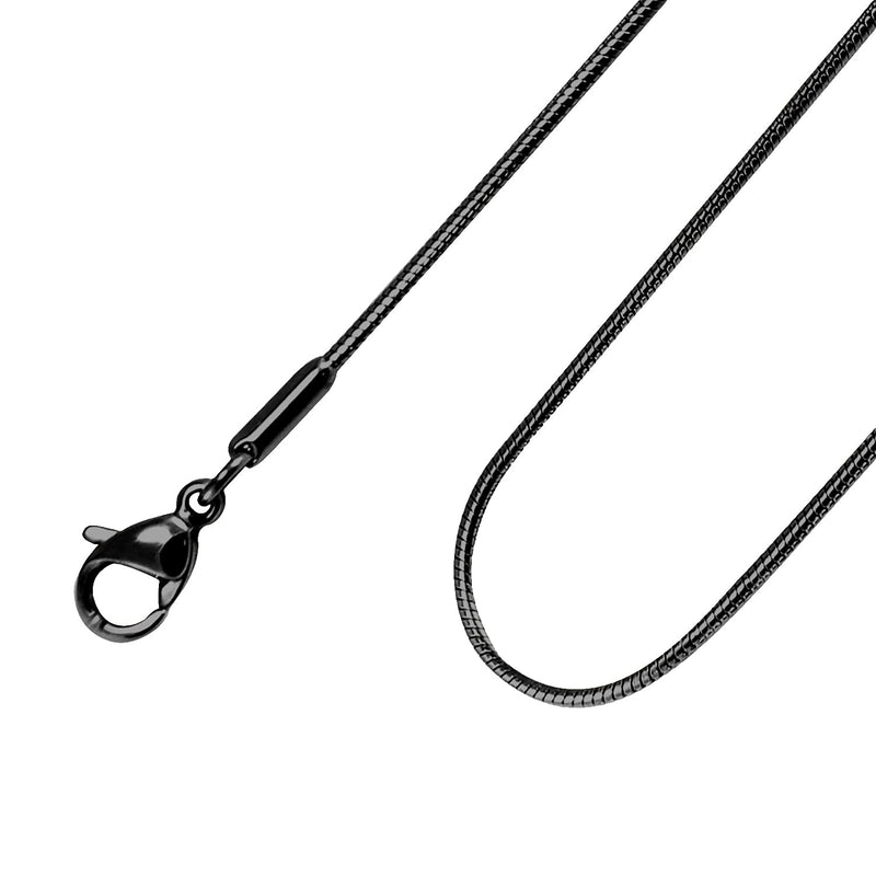 [Australia] - 555Jewelry 1.2mm Stainless Steel Snake Chain Necklace for Men & Women, 16-24 Inch Black 16.0 Inches 