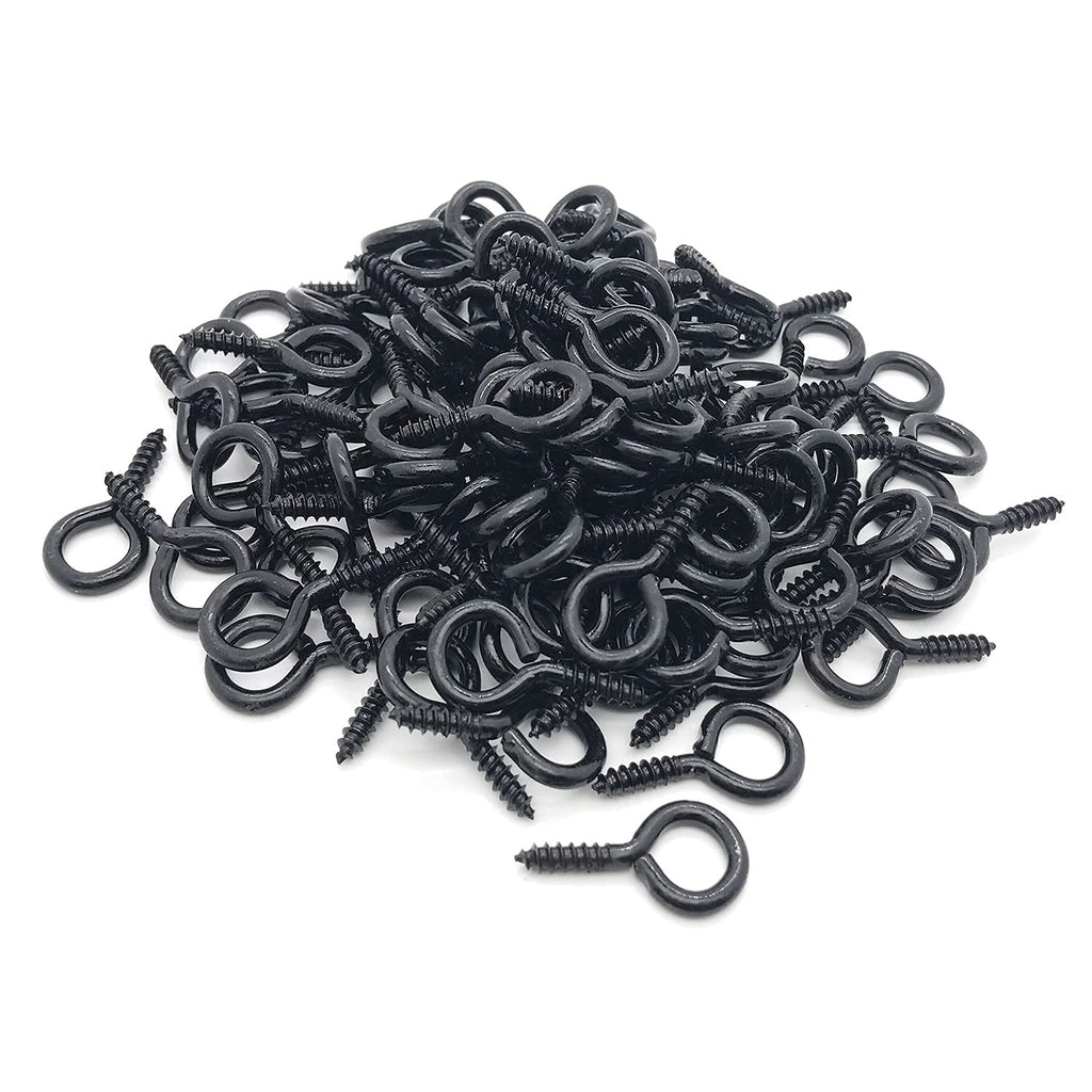 [Australia] - Screw Eyes, 1 Inch Metal Eye Hook, Zinc Plated Self Tapping Screw Hooks Ring, Eyelet Screws Black 120 Pcs 