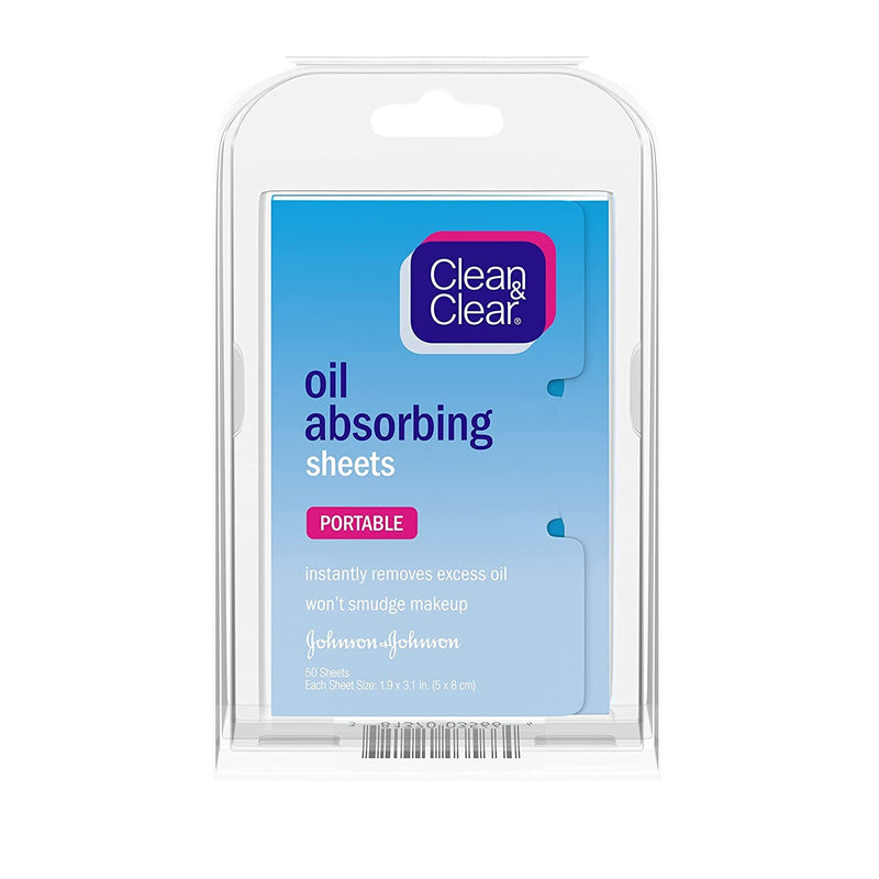 [Australia] - Clean & Clear Oil Absorbing Facial Sheets, Portable Blotting Papers for Face & Nose, Absorbing Blotting Sheets for Oily Skin to Instantly Remove Excess Oil & Shine, 3 x 50 ct 