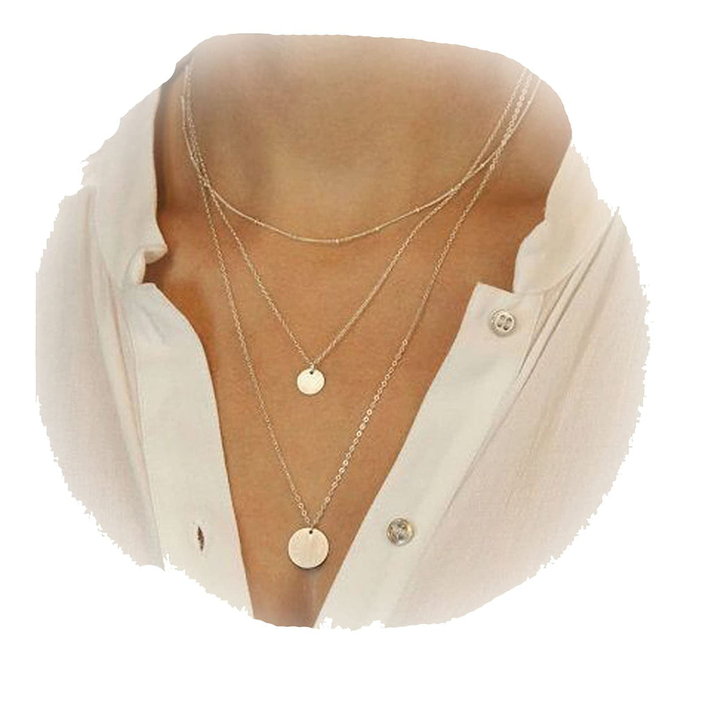 [Australia] - Yheakne Boho Coin Disc Pendant Necklace Gold Vintage Layered Necklace Chain Bohemia Coin Necklaces for Women and Girls Bridesmaid Gifts 