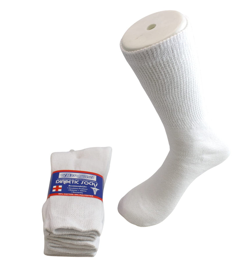 [Australia] - 3 Pair Diabetic Crew Socks 9-11 White 