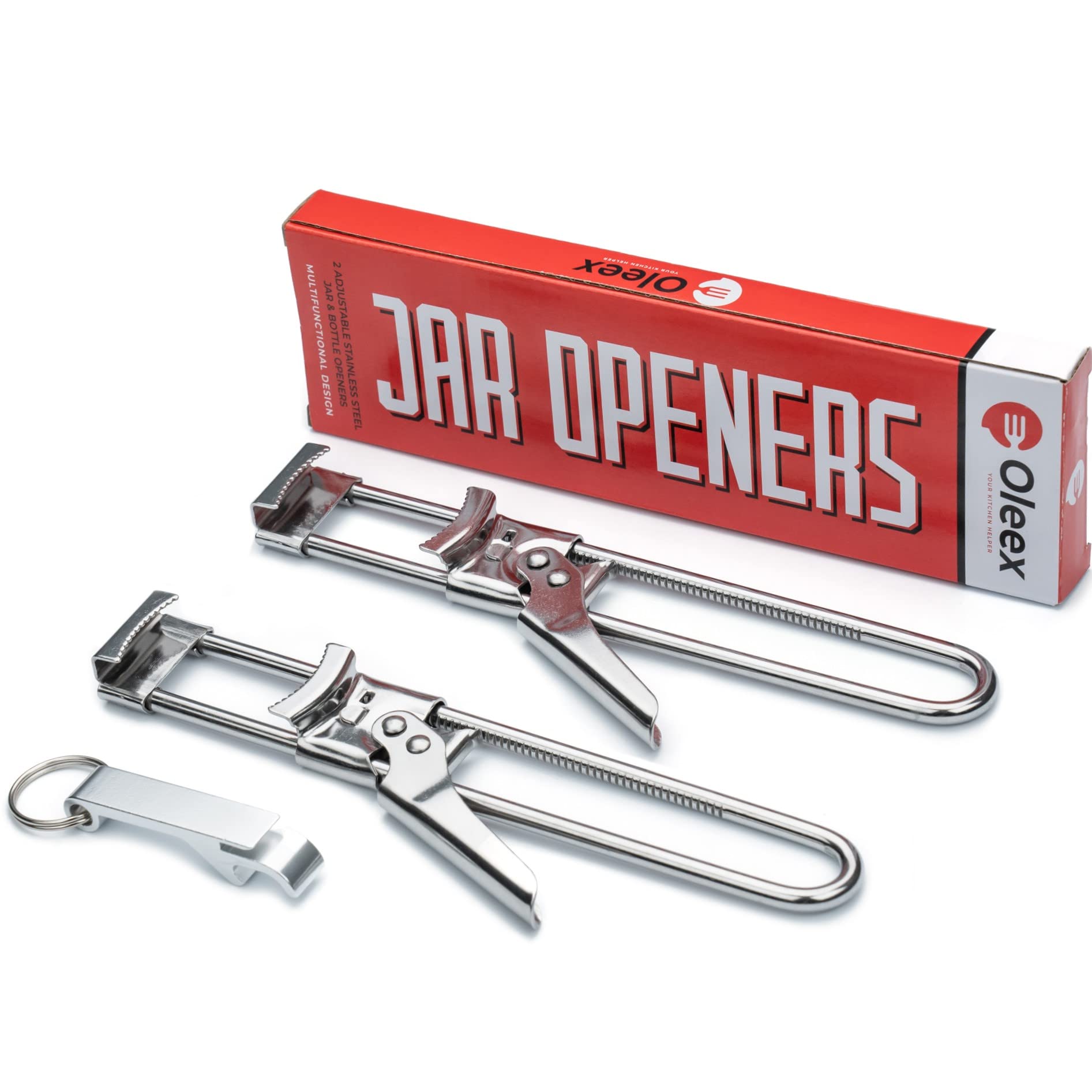 OLEEX YOUR KITCHEN H Oleex Jar Opener for Weak Hands (x2) with Keychain  Bottle Cap Opener.