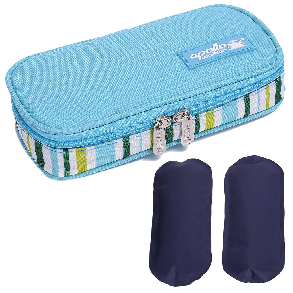 [Australia] - CREATOR Insulin Cooler Carrying Case, Diabetic Medication Organzier with 2 Ice Packs for Diabetic Supplies, Medicine, Pen, Vial Supply Light Blue 