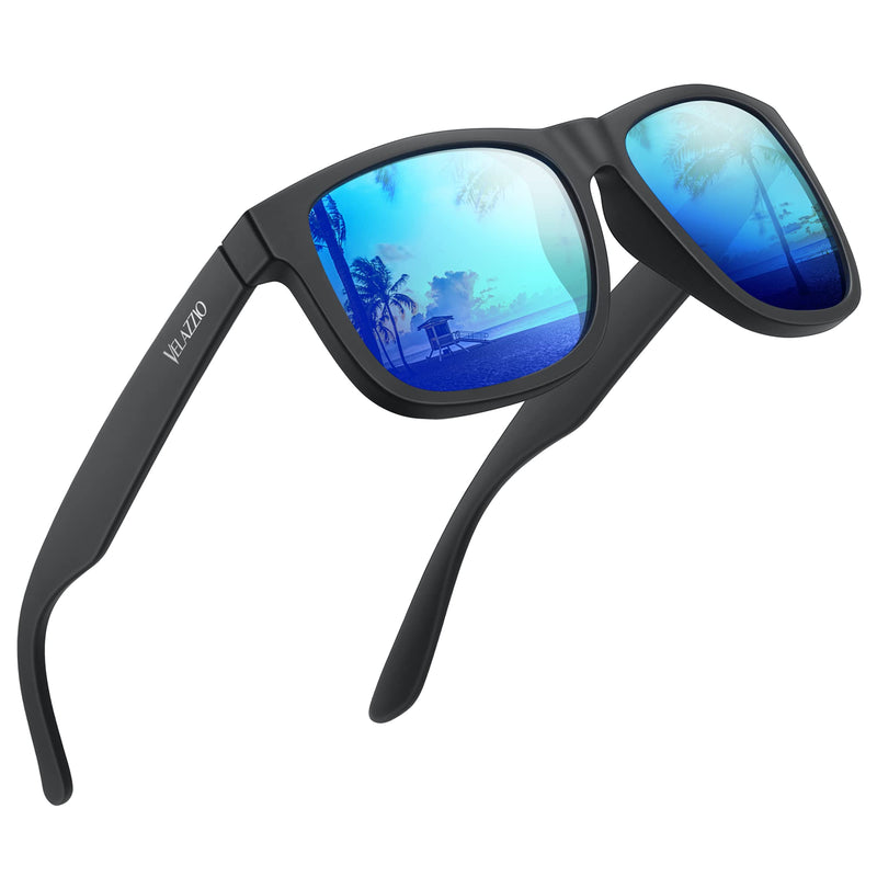 [Australia] - Polarized Sunglasses for Men Women Fashion Sunglasses UV400 Protection Black Frame Blue Lens 