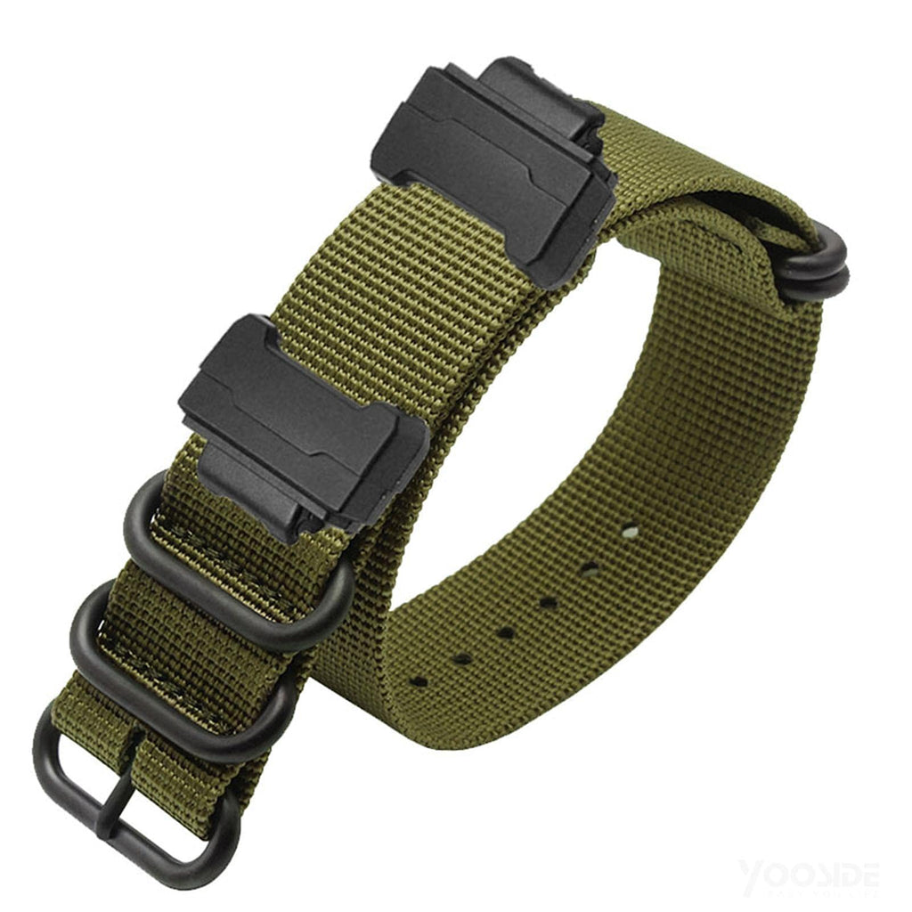 [Australia] - YOOSIDE Nylon Watch Band with Stainless Steel Buckle for Casio G-SHOCK GW-DW5600 GA-100 Green 