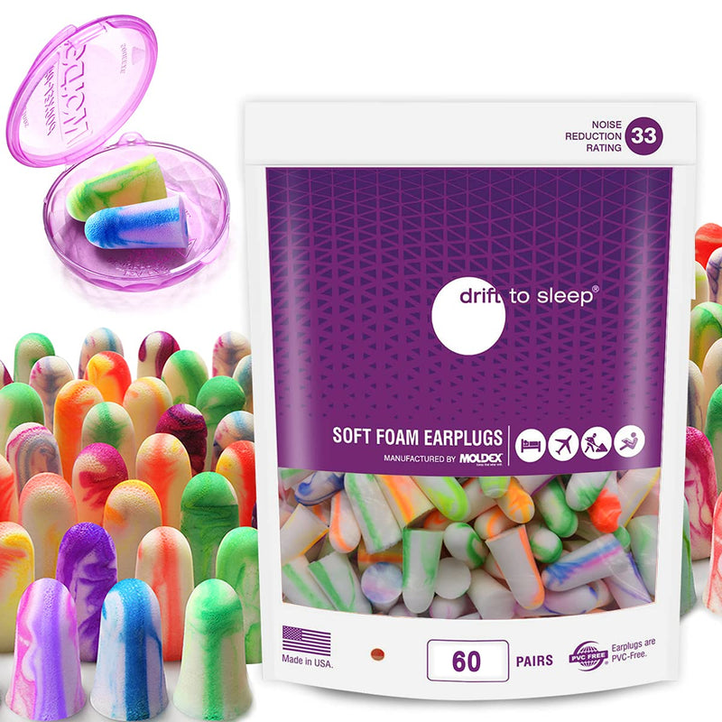[Australia] - MOLDEX Sparkplugs Soft Foam Earplugs 60 Pairs Ear Plugs for Sleeping, Snoring, Work, Travel, Shooting - 33dB Highest NRR Made in USA 