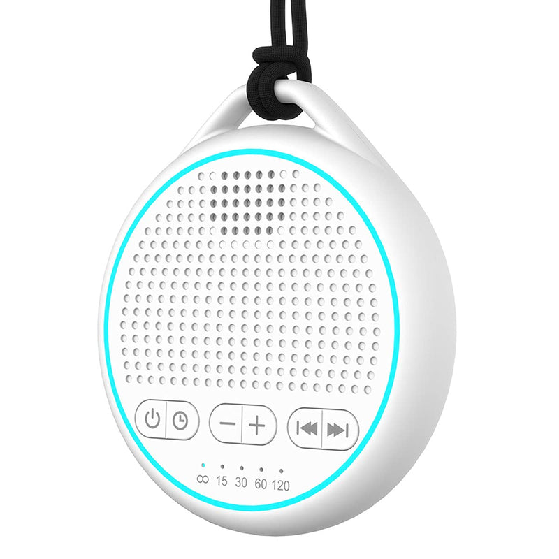 [Australia] - Fourair White Noise Sound Machine with 25 Soothing Sounds Powered by USB or Battery Portable Lanyard for Travel 32 Volume Levels 5 Timers and Memory Function for Baby Kids Adults Sleeping (White) 