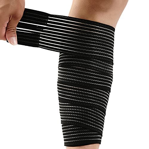 [Australia] - Elastic Calf Compression Bandage Sleeve Wrap for Calf Pain Relief Lower Leg Compression Support Shin Splint Guard Adjustable Plus Size Black Large 