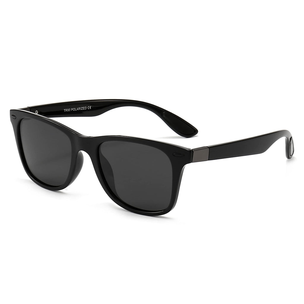 [Australia] - SUNGAIT Polarized Sunglasses for Men Simple Trendy Shades Lightweight UV400 Glasses Black Frame (Glossy Finish)/Grey Lens 56 Millimeters 