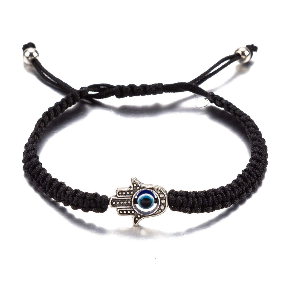 [Australia] - Evil Eye Bracelet for Women Men Teen Girls Boys Handmade Black Red Thread Adjustable Bracelets Minimalist Friendship Jewelry 01. black hamsa hand 