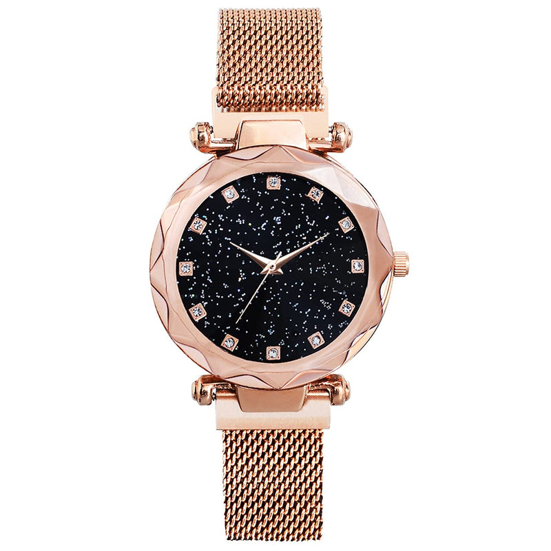 [Australia] - UPSPIRIT Women’s Rose Gold Analog Watch Starry Sky Stainless Steel Quartz Ladies Magnetic Band Simple Fashion Watches 35mm 