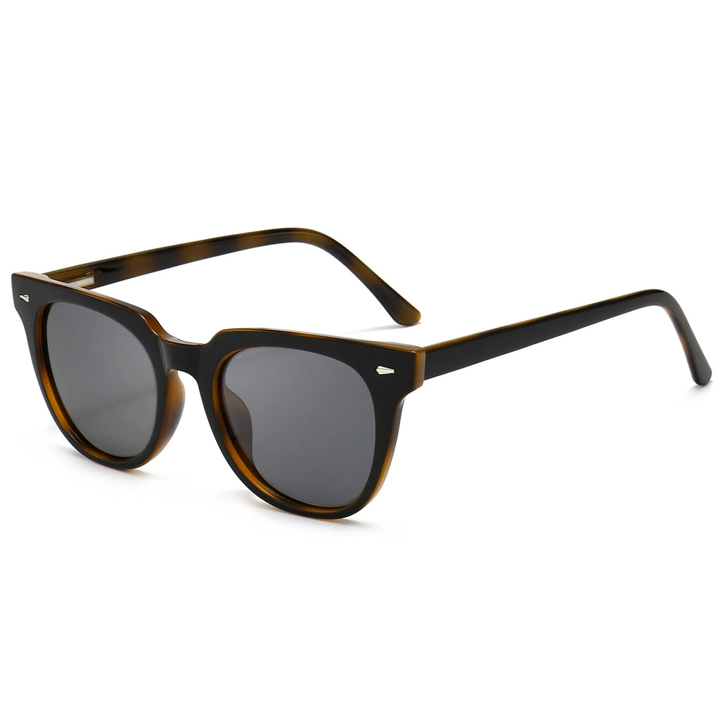 [Australia] - SUNGAIT Classic Retro Polarized Sunglasses for Women Trendy Sun Glasses UV400 Protection Black Amber Frame/Grey Lens 54 Millimeters 