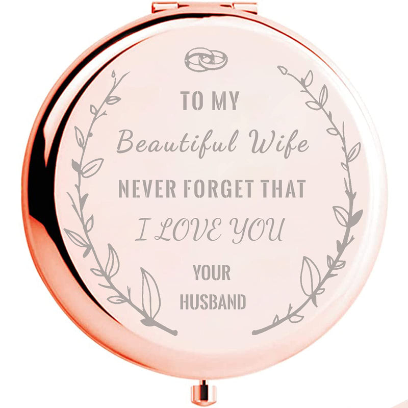 [Australia] - Anniversary for Her - 'to My Wife' Compact Mirror I Wedding for Her I Valentines Day Wife Gifts I Romantic Birthday Gifts for Wife I Wife Birthday Gifts from Husband 