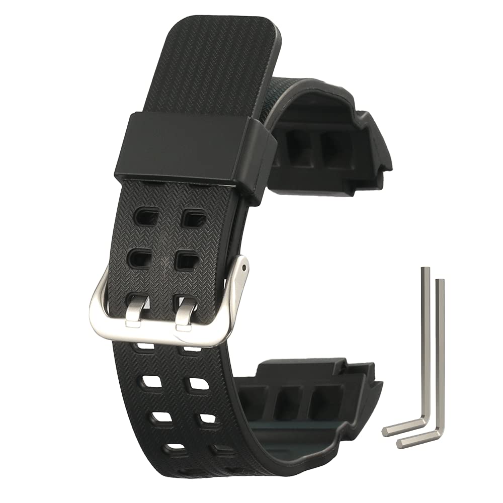 [Australia] - WRISTARMOR Natural Resin Replacement Watch Strap for Casio Mens GShock Master of G Mudmaster Twin Sensor Sports Watch GWG-100 GG-1000 GSG-100 band Black 