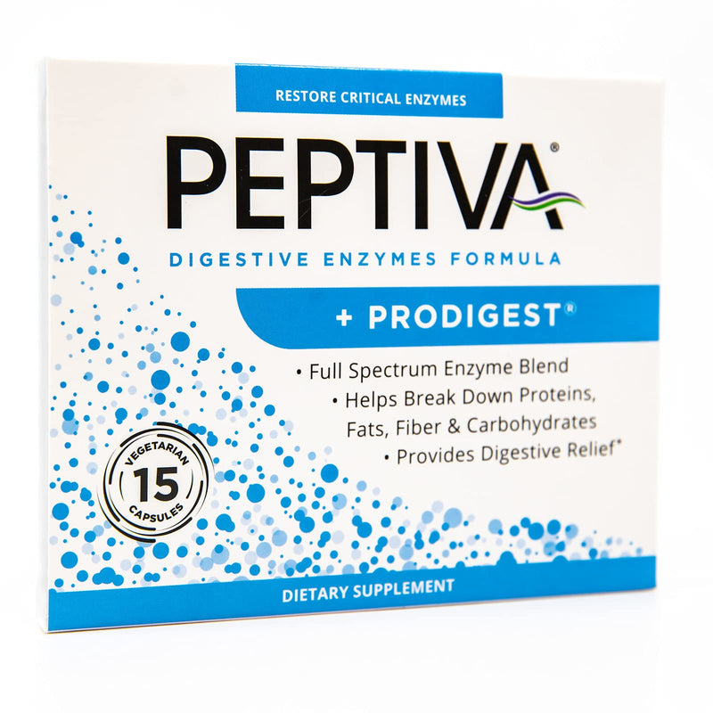 [Australia] - Peptiva Digestive Enzyme Supplement + ProDigest - Helps with Bloating, Gas, Constipation - 15 Count 