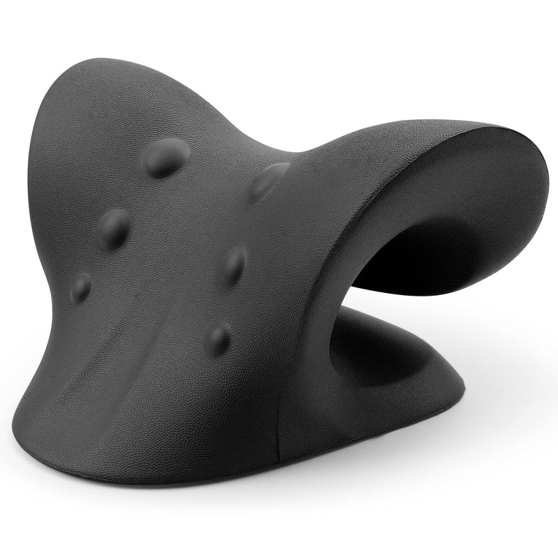 [Australia] - Neck and Shoulder Relaxer, Cervical Traction Device for TMJ Pain Relief and Cervical Spine Alignment, Chiropractic Pillow, Neck Stretcher (Black) Dblack 