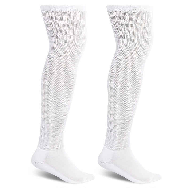 [Australia] - Athlemo Women&Men Bamboo Diabetic Socks 2 Pairs Loose Fit Non-Binding Over the Knee Seamless Breathable Anti-odor White(2 Pairs) 9-11 