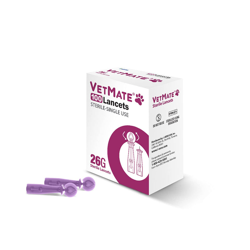 [Australia] - VetMate Sterile Single Use 26G Universal Designed Lancets (100 Counts) for Blood Glucose Monitoring Systems 