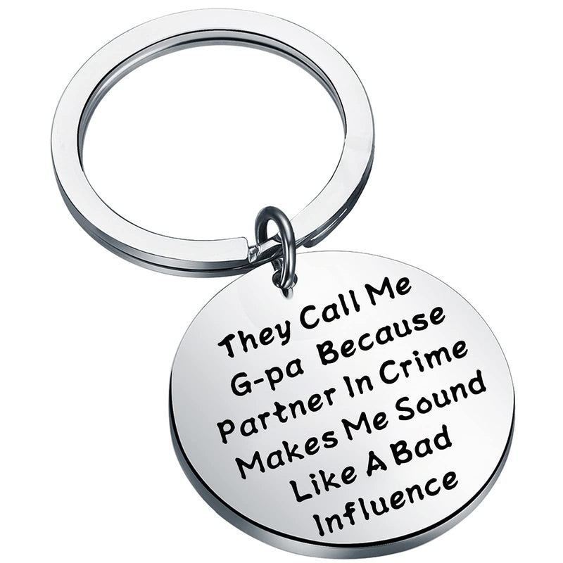 [Australia] - BEKECH Funny G-Pa Gift They Call Me G-pa Because Partner In Crime Makes Me Sound Like A Bad Influence Father’s Day Gift for G-pa Gpa Birthday Jewelry silver 