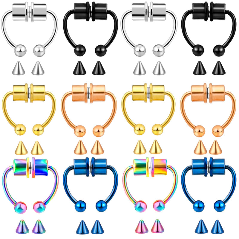 [Australia] - Hicdaw Magnetic Nose Rings, 12Pcs Magnetic Septum Nose Rings Fake Nose Ring for Women Men Faux Fake Septum Rings Fake Nose Piercing Clip On Nose Hoop Rings 