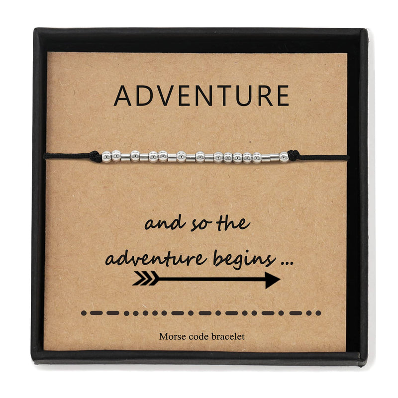 [Australia] - Morse Code Bracelet Funny Gift for Women Girl with Meaning Card Gift Card for Best Friend Couple Mom Family Adventure 