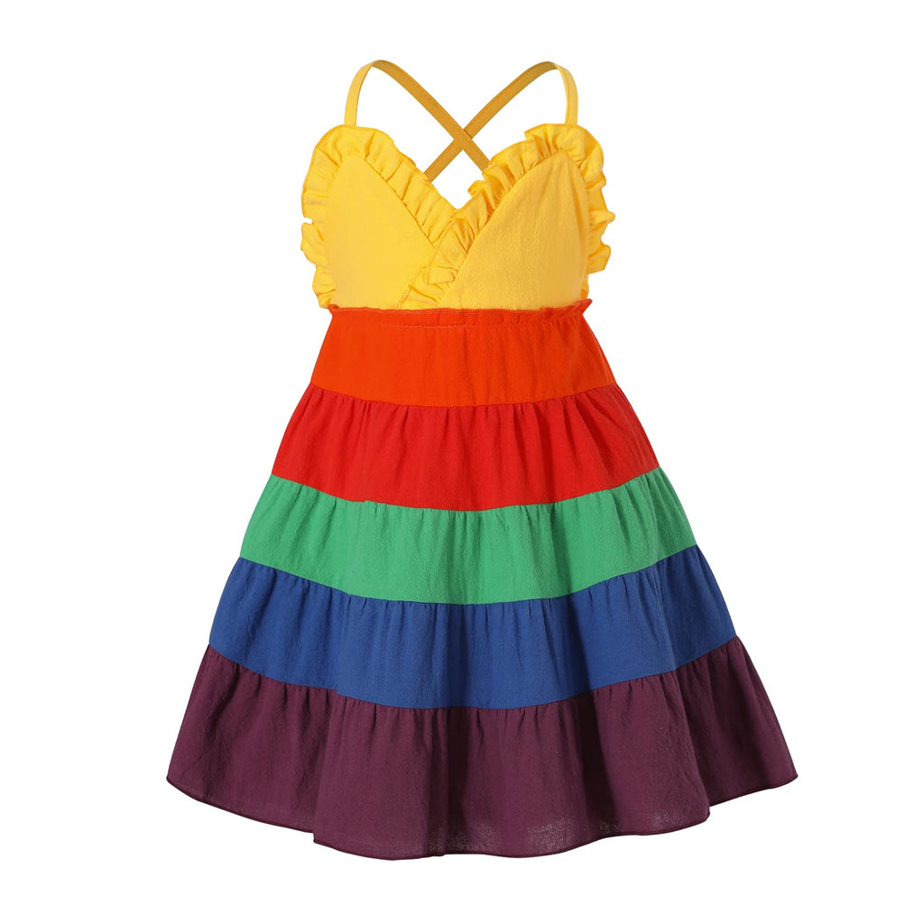 [Australia] - Toddler Baby Girls Summer Dress Polka Dot Halter Sun Dress Sleeveless Infant Beach Dress 12-18 Months Halter Rainbow B 