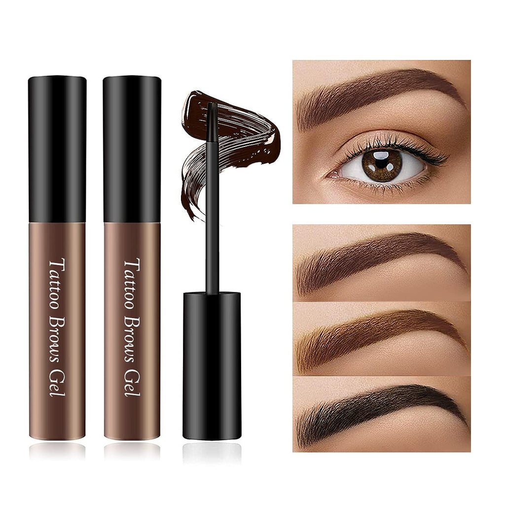 [Australia] - LOKFAR 2 Pcs Peel Off Tattoo Eyebrow Gel, Natural Tint Eye-brow Gel Long-Lasting Waterproof Eyebrow Tint Peel Off Tattoo Brow Tattoo Makeup, Eyebrow Tattoo Peel Off for All Types of Eyebrows (Brown) Brown 