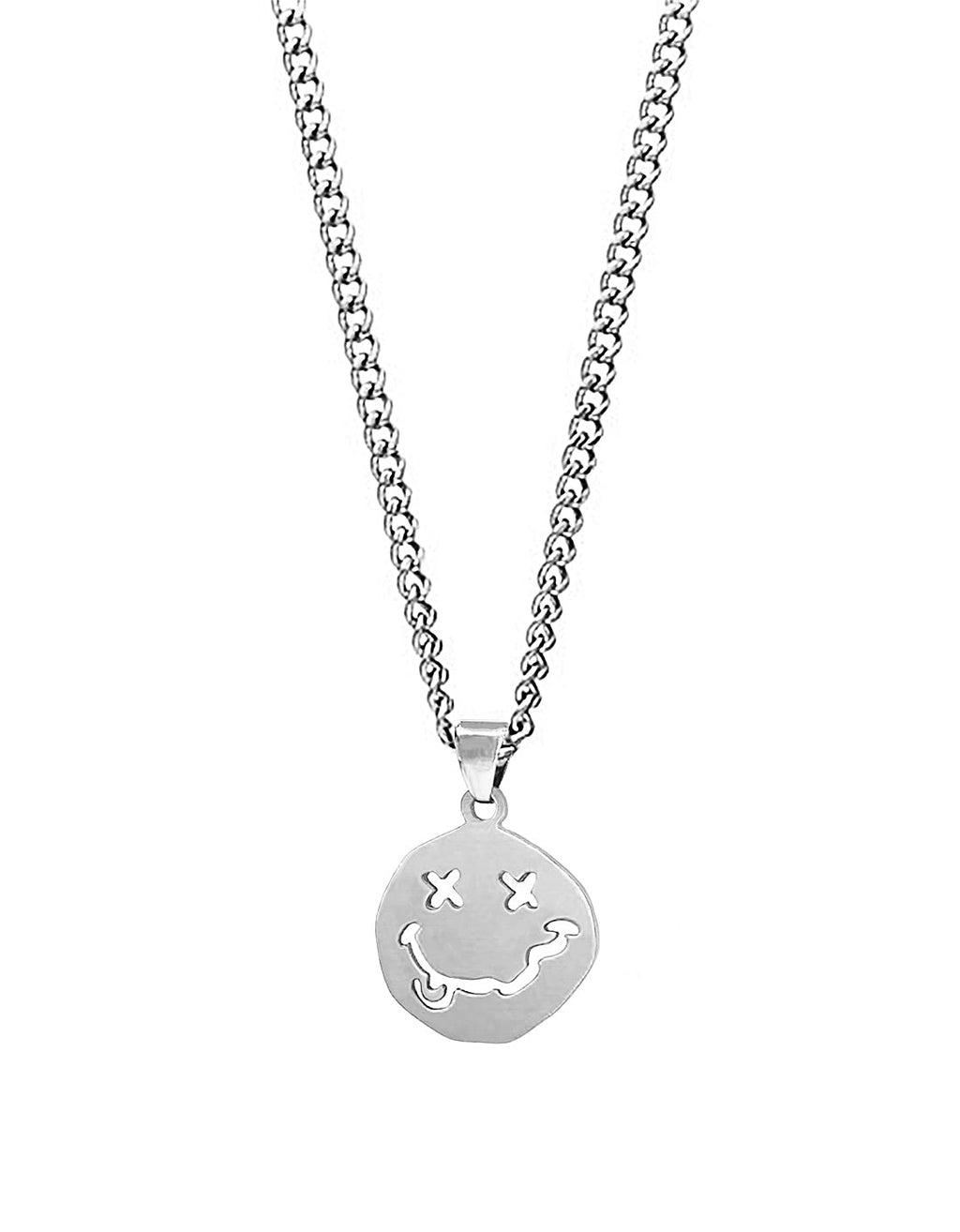 [Australia] - Smiley Face Pendant Necklace Egirl Punk Irregular Funny Smile Necklaces For Women Men Girls Goth Hip Hop Clavicle Chain 