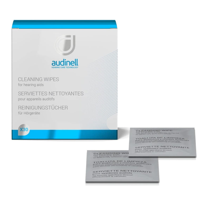 [Australia] - Audinell Cleaning Wipes | 30 Individually-Wrapped, Alcohol-Free | Cleans, Removes Earwax & Sweat from Hearing Aids, Earmold, Airpods, Earbuds, Earplugs, In-Ear Monitors, Hearing Protection Devices 