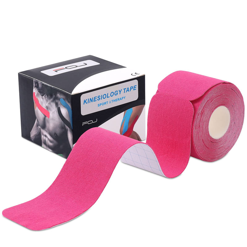[Australia] - Kinesiology Tape Precut(1 Pack) Elastic Therapeutic Sports Tape Water Resistant Athletic Tape for Knees, Ankles, Shoulder, Elbow, Pain Relief and Injury Recovery 2 Inch x 16.4 feet Per Roll (Pink) (1 Pack) Pink 
