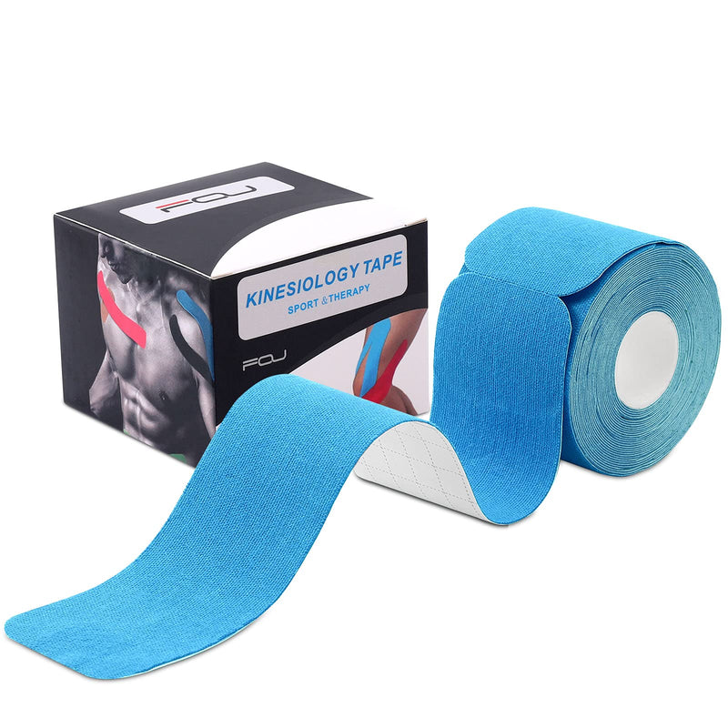 [Australia] - Kinesiology Tape Precut(1 Pack) Elastic Therapeutic Sports Tape Water Resistant Athletic Tape for Knees, Ankles, Shoulder, Elbow, Pain Relief and Injury Recovery 2 Inch x 16.4 feet Per Roll (Blue) (1 Pack) Blue 