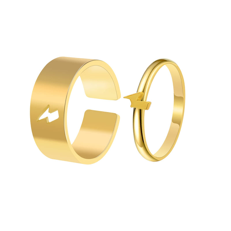 [Australia] - TikTok Airplane Lightning Matching Ring for Couple Adjustable Matching Best Friend Trendy Promise Rings Set G1 