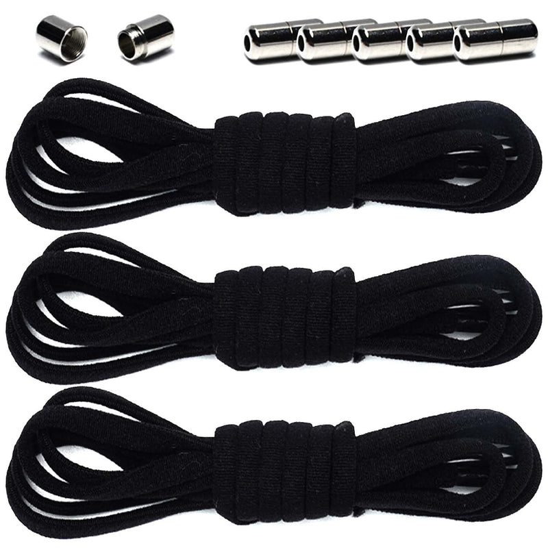 [Australia] - 3Pair Elastic No Tie Shoelaces,Sneakers,One Size Fits All Adult Kids Shoes Black 3pairs 