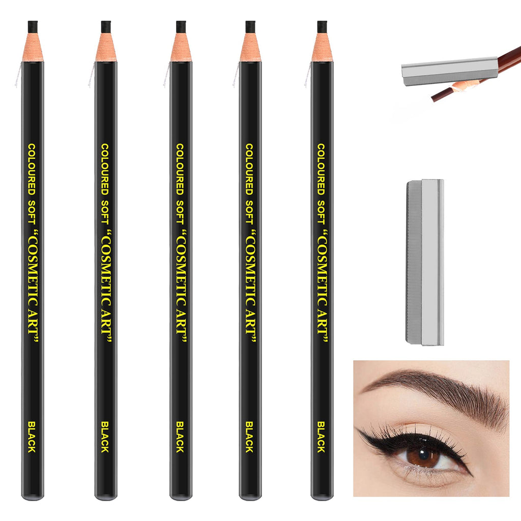 [Australia] - 5PCS Black Eyebrow Pencil Microblading Supplies Kit Eyebrow Tattoo Pen Microblading Eyebrow Pen Waterproof and Long Lasting Brow Pencil Set for Natural Eyebrow Makeup 