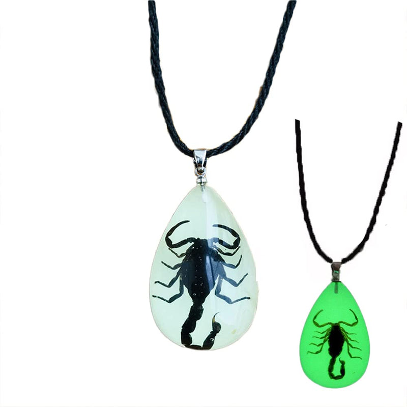 [Australia] - PTGMH Glow in the Dark Necklace Black Scorpion Amber Resin Adjustable Necklace Pendent with Insect Sample Inside Birthday Gift for Lover Friends Black（black Scorpion）） 