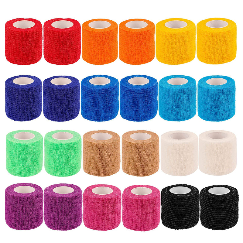 [Australia] - 24 Pack Self Adherent Cohesive Wrap Bandages 2 Inches X 5 Yards, First Aid Tape, Elastic Self Adhesive Tape, Athletic, Sports wrap Tape, Bandage Wrap for Sports, Wrist, Ankle (Rainbow Color) 24 Count (Pack of 1) 