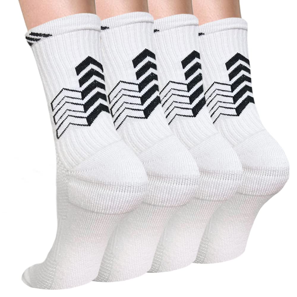 [Australia] - Compression Socks for Women & Men Circulation - Plantar Fasciitis Anti-Blister Crew Socks Support for Athletic Running 05- Crew White-4 Pack Large-X-Large 