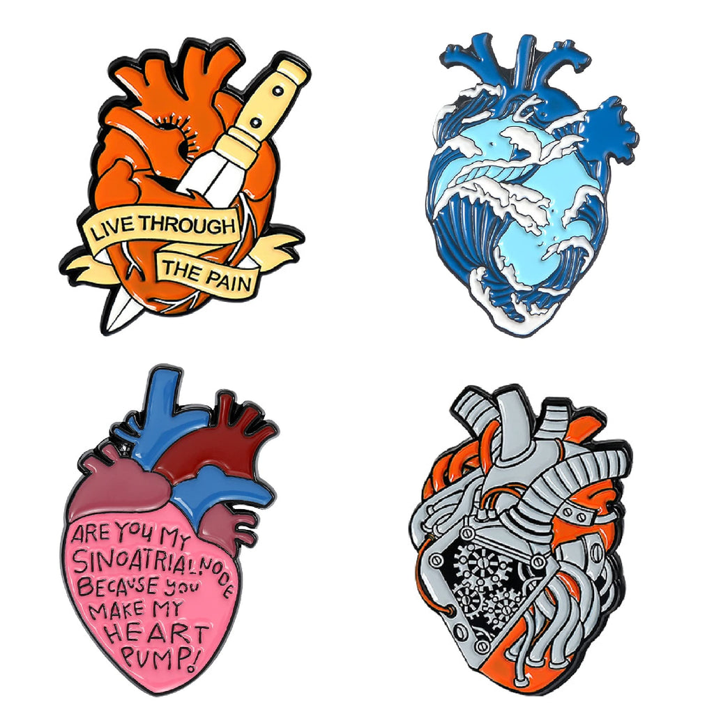 [Australia] - Fashion Enamel Pin Set Anatomic Heart Brooch Pins with Various Novel Designs Artistic Lapel Pins Accessory for Backpacks Badges Hats Bags for Women Girls Kids Gift Steampunk 