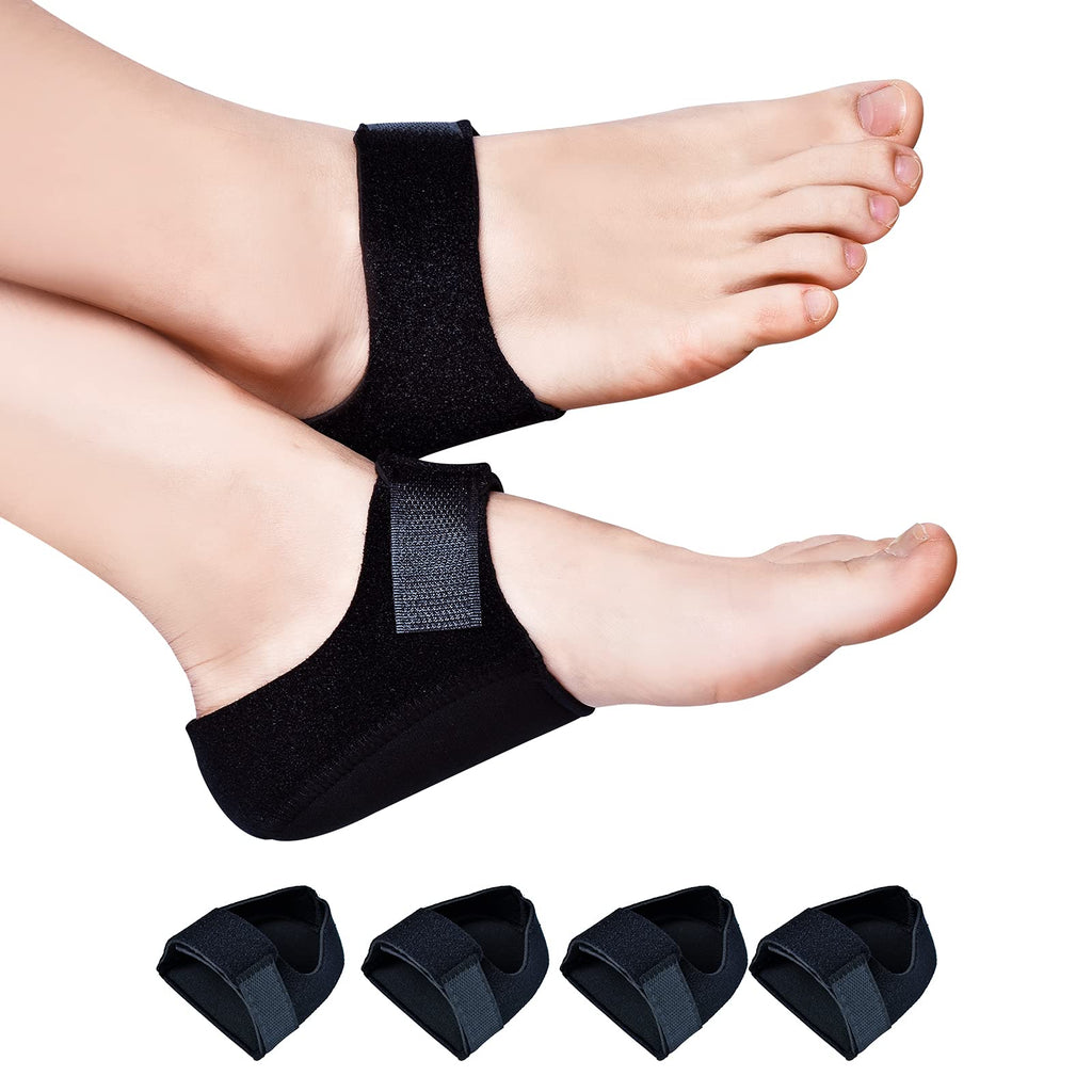 [Australia] - Heel Cushion, Gel Heel Cups for Heel Pain Plantar Fasciitis, Heel Pads Great for Aching Feet,Tendinitis, Bone spur, Cracked Heel Repair,for Men & Women(4PCS) Black 