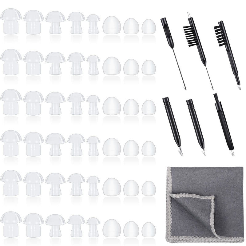 [Australia] - 48 Pieces Hearing Aid Tips Hearing Aid Domes Universal Domes for Hearing Aid Earbud Tip Replacement, BTE Hearing Sound Amplifier Accessories and 7 Pieces Hearing Aid Cleaning Tools with Velvet Bag 